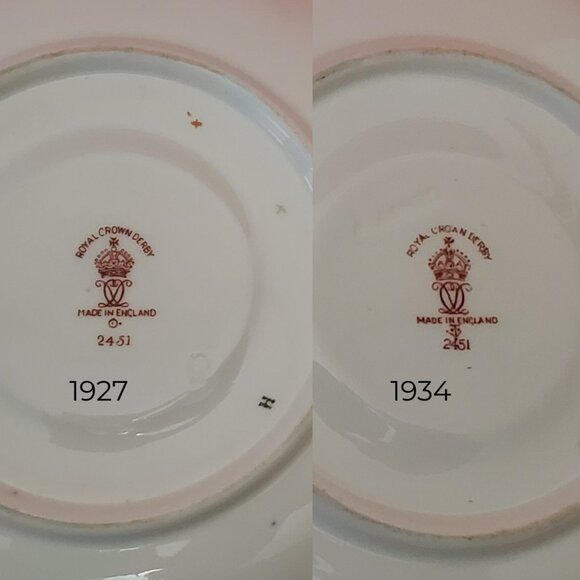 Vintage Royal Crown Derby Imari Tea Cups & Saucers-  Scalloped Rim 1927 & 1934 - Picture 16 of 16